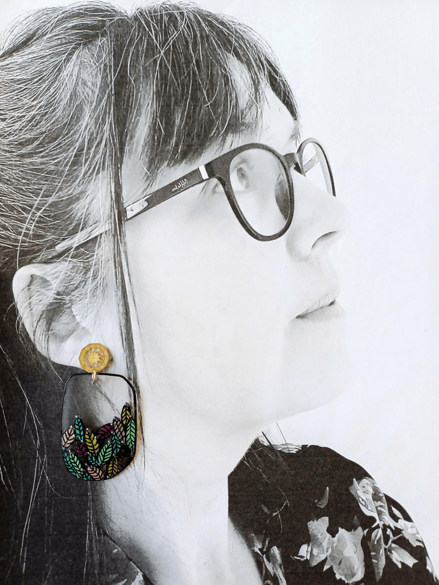 " Florilège " Boucles d'oreilles Asymétrique verres de lunettes 
