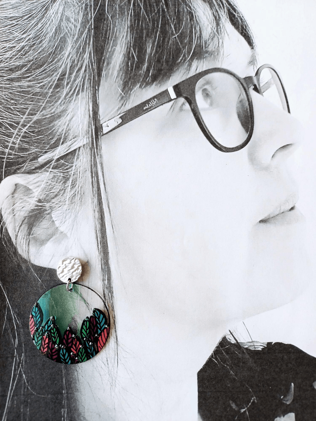 " Florilège " Boucles d'oreilles verres de lunettes 