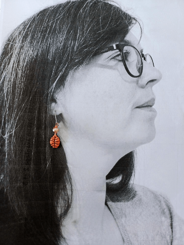 "Les feuilles " d'Automne - Boucles d'oreilles - graines de potimarron -  