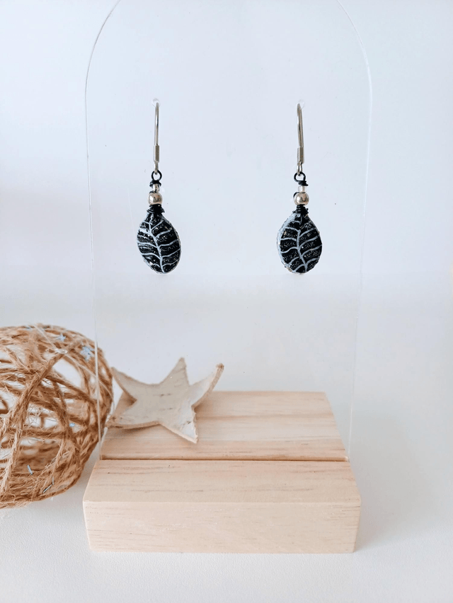 "Les Feuilles" d'Hiver - Boucles d'oreilles - graines potimarron - 