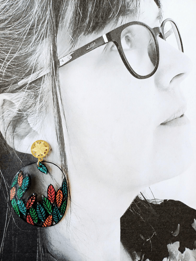 " Florilège " Boucles d'oreilles verres de lunettes 