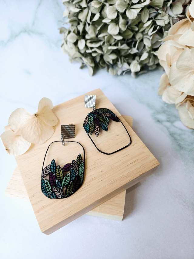 " Florilège " Boucles d'oreilles Asymétrique verres de lunettes 