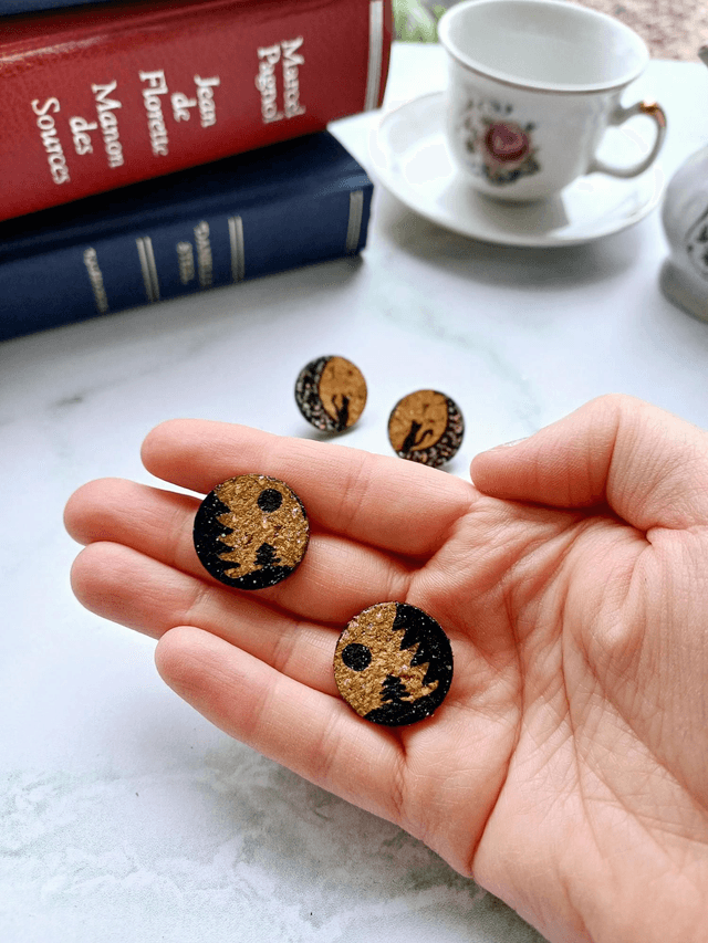 "Les imaginaires" - Boucles D'oreilles puce en liège 