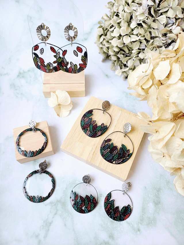 " Florilège " Boucles d'oreilles verres de lunettes 