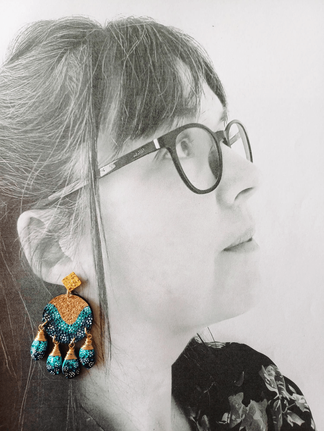 "Équinoxe " Attrape-rêve d'été doré - Boucles d'oreilles liège et graines 