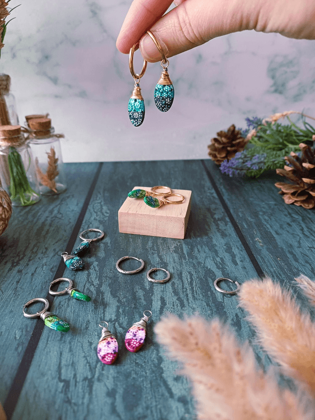 "Équinoxe" Lucioles d'été dorées - boucles d'oreilles graines de potimarron 