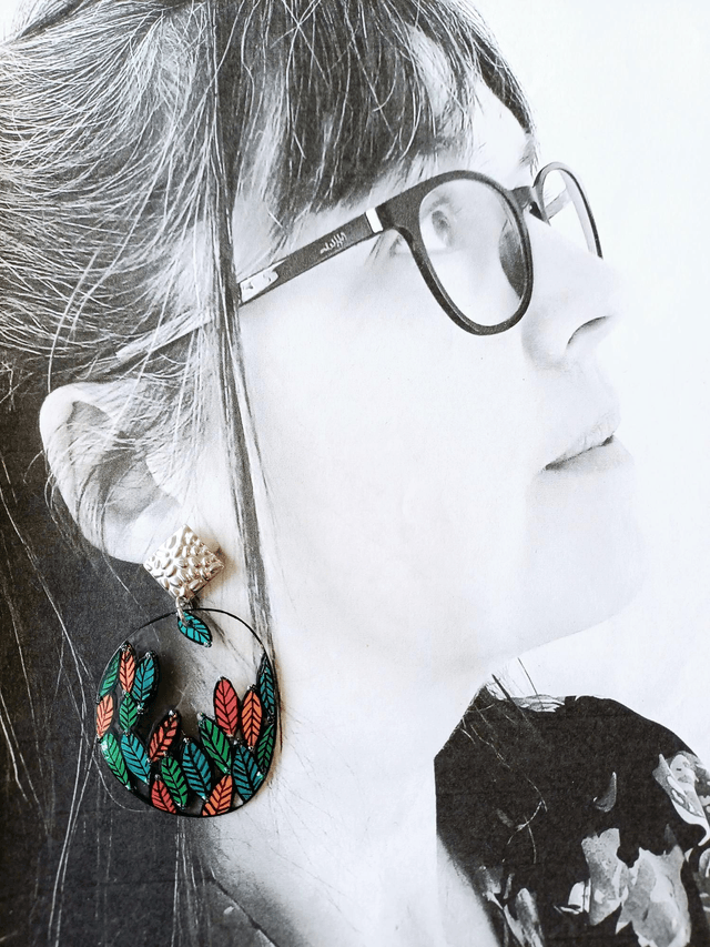 " Florilège " Boucles d'oreilles verres de lunettes 