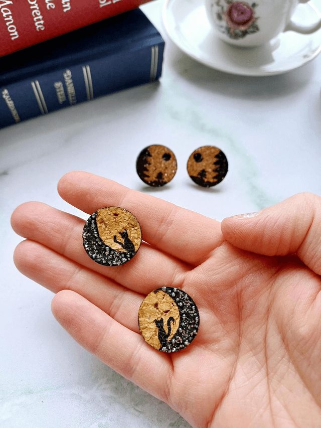 "Les imaginaires" - Boucles D'oreilles puce en liège 