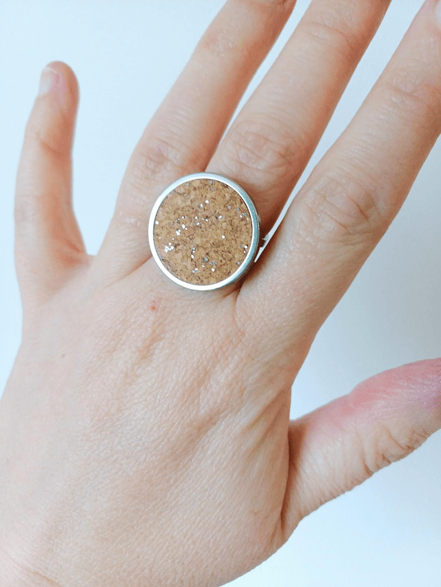 Bague liège "Les Naturelles " couleur argent