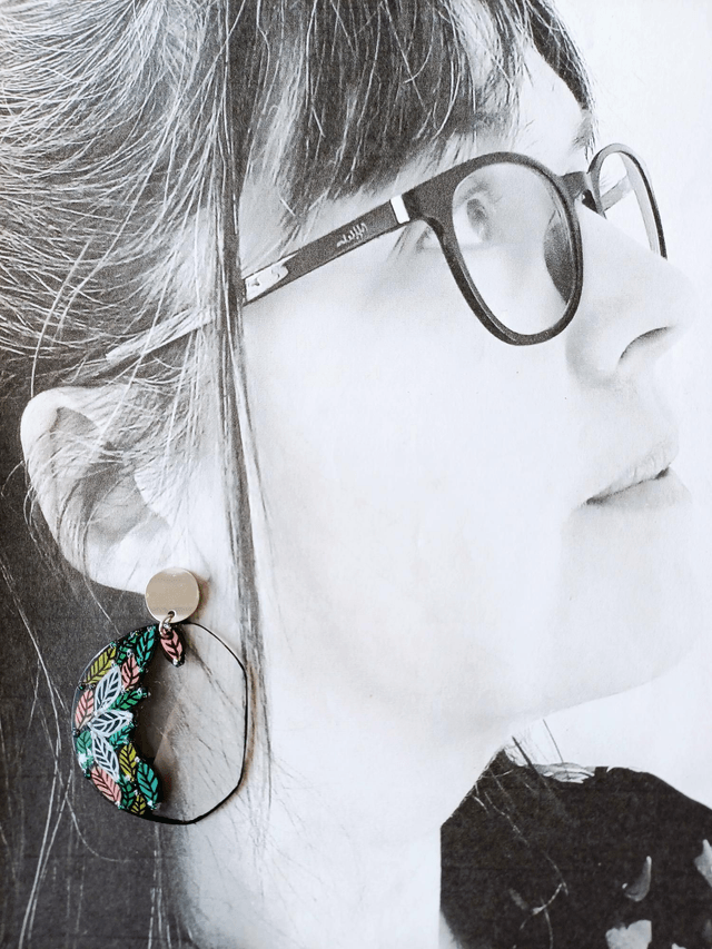 " Florilège " Boucles d'oreilles verres de lunettes 