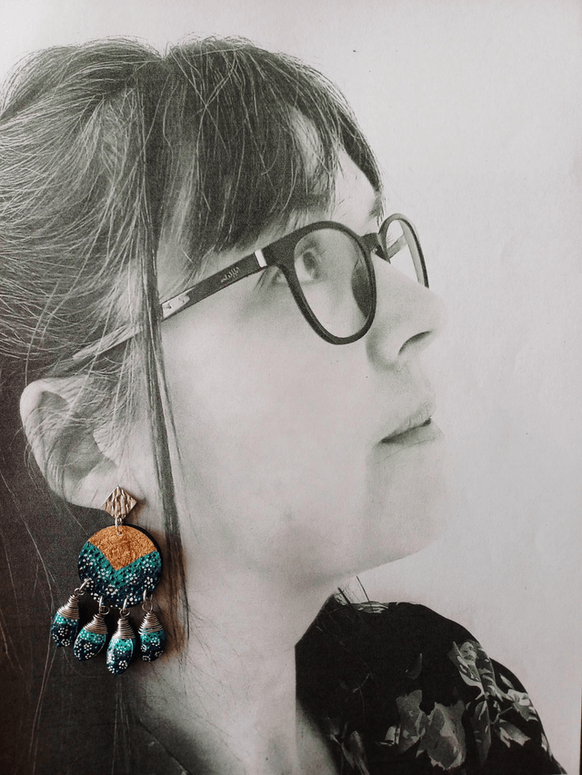 "Équinoxe" Attrape-rêve d'été argenté -  Boucles d'oreilles liège et graines de courges 