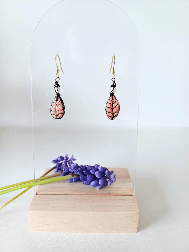 "Les Feuilles" de Printemps - Boucles d'oreilles - graines de potimarron - 