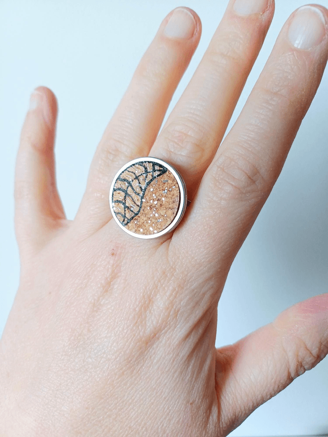 Bague liège "Les Feuilles "