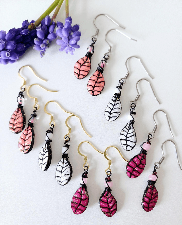 "Les Feuilles" de Printemps - Boucles d'oreilles - graines de potimarron - 
