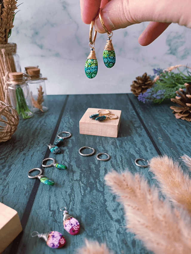 "Équinoxe" Lucioles d'été dorées - boucles d'oreilles graines de potimarron 