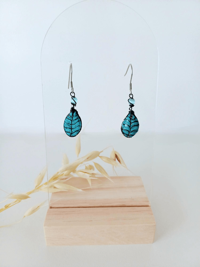"Les Feuilles" d'Été - Boucles d'oreilles - graines de  potimarron -  