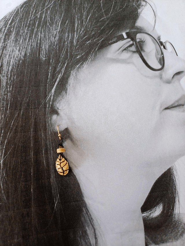 "Les Feuilles" d'Hiver - Boucles d'oreilles - graines potimarron - 