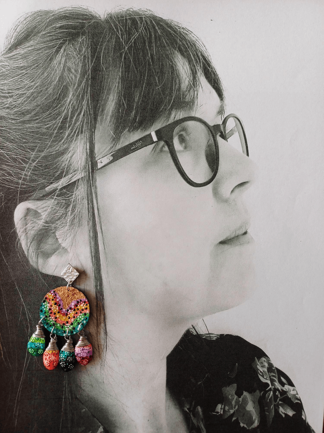 "Équinoxe" Attrape-rêve d'été argenté -  Boucles d'oreilles liège et graines de courges 
