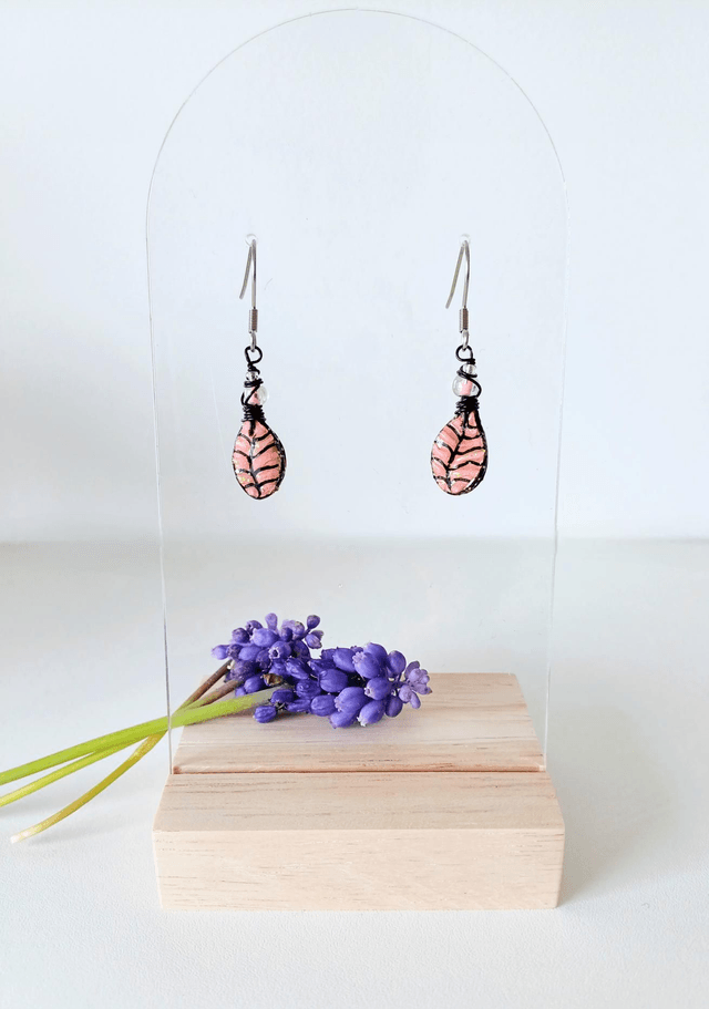 "Les Feuilles" de Printemps - Boucles d'oreilles - graines de potimarron - 