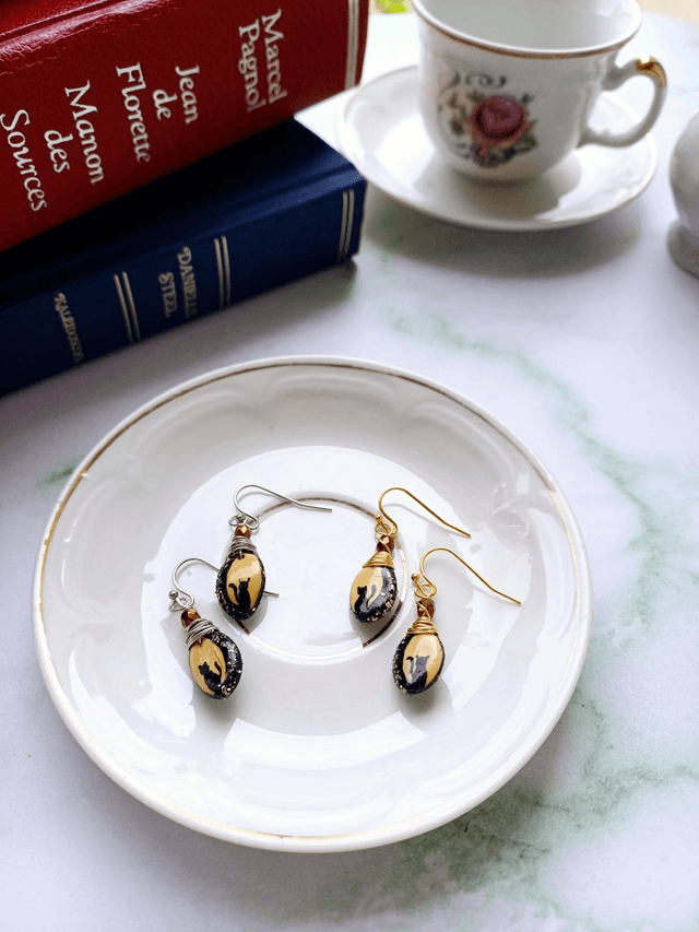 " Les Imaginaires" Boucles d'oreilles - graines de  potimarron 