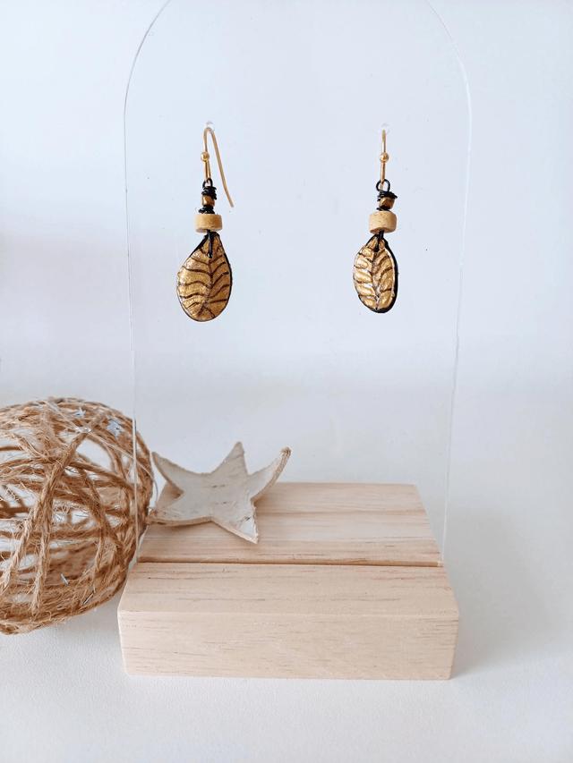 "Les Feuilles" d'Hiver - Boucles d'oreilles - graines potimarron - 