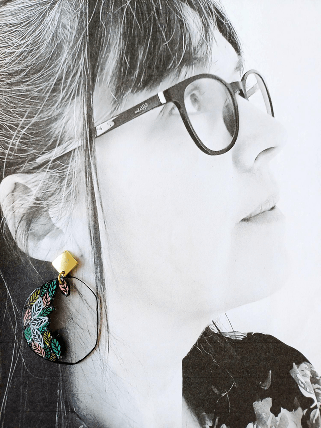 " Florilège " Boucles d'oreilles verres de lunettes 