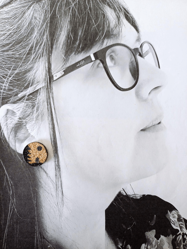 "Les imaginaires" - Boucles D'oreilles puce en liège 