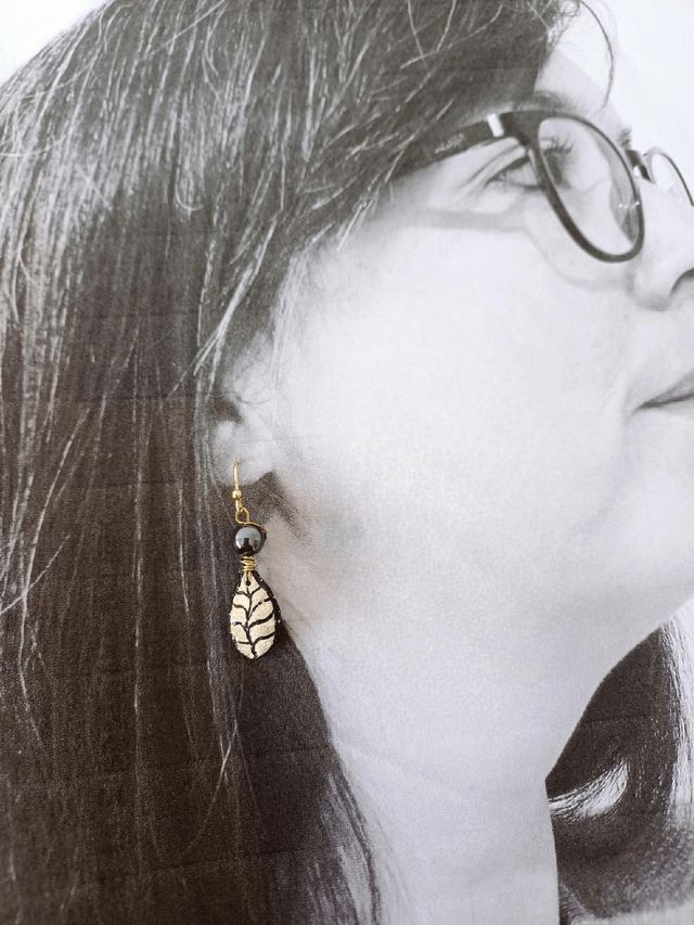 "Les Feuilles" d'Hiver - Boucles d'oreilles - graines potimarron - 