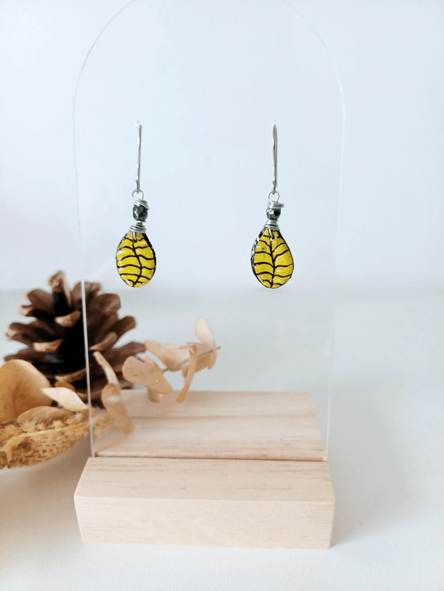 "Les feuilles " d'Automne - Boucles d'oreilles - graines de potimarron -  