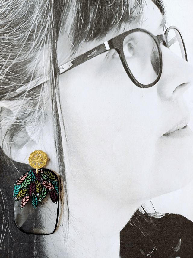 " Florilège " Boucles d'oreilles Asymétrique verres de lunettes 