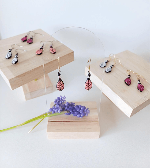 "Les Feuilles" de Printemps - Boucles d'oreilles - graines de potimarron - 