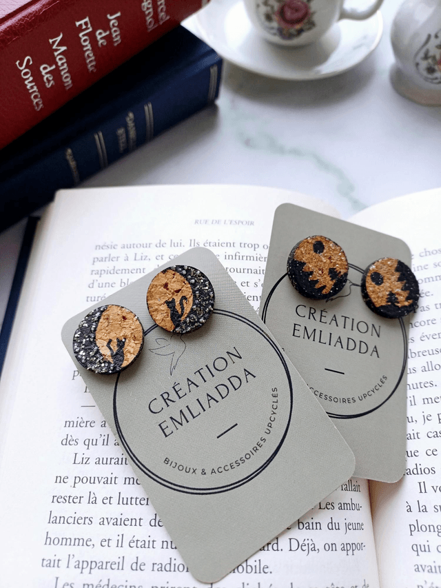 "Les imaginaires" - Boucles D'oreilles puce en liège 