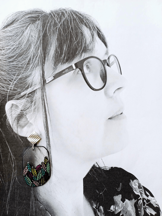 " Florilège " Boucles d'oreilles Asymétrique verres de lunettes 