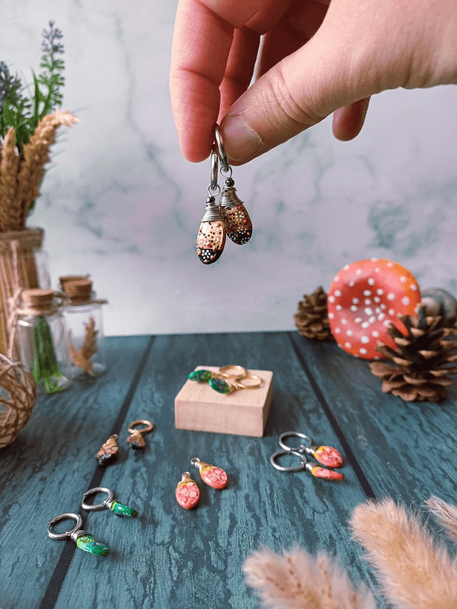 "Équinoxe" Magie d'automne argentées - boucles d'oreilles graines de potimarron 