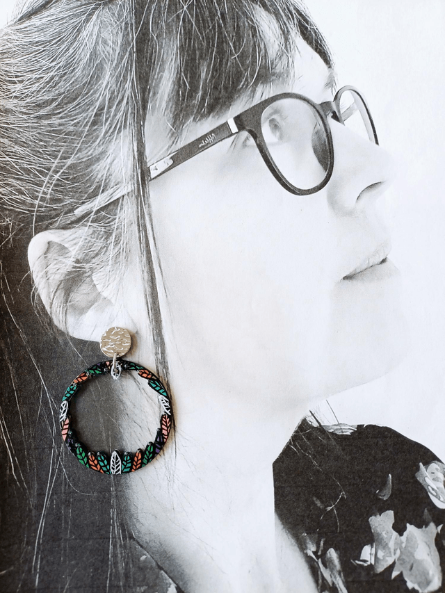 " Florilège " Boucles d'oreilles verres de lunettes 