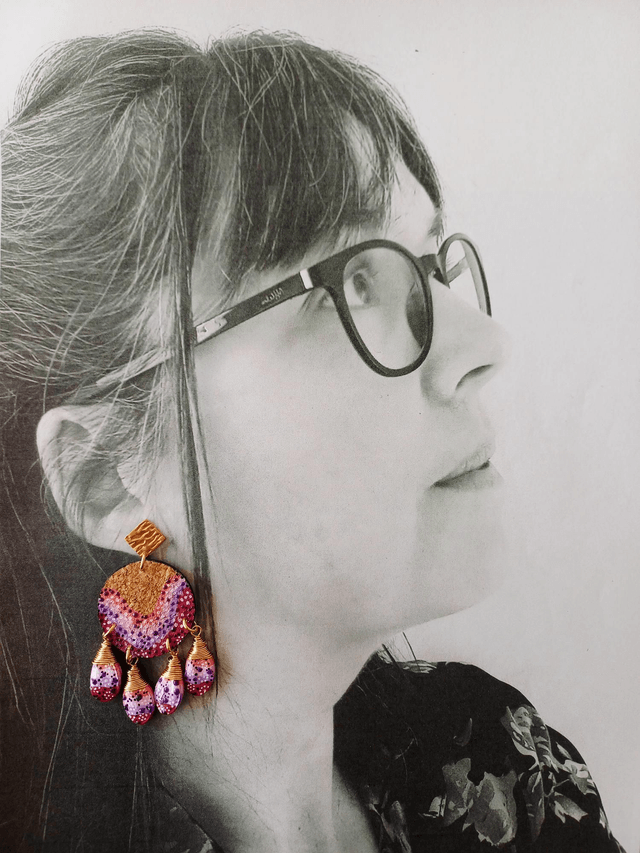 "Équinoxe " Attrape-rêve d'été doré - Boucles d'oreilles liège et graines 