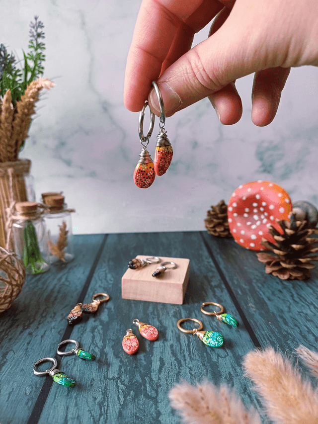 "Équinoxe" Magie d'automne argentées - boucles d'oreilles graines de potimarron 