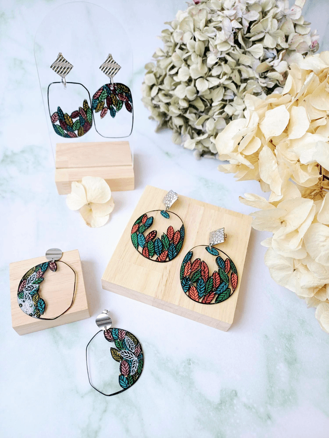" Florilège " Boucles d'oreilles verres de lunettes 